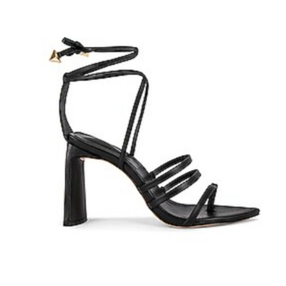 🏹 Schutz Black Ankle Wrap Pointed Tie Heels